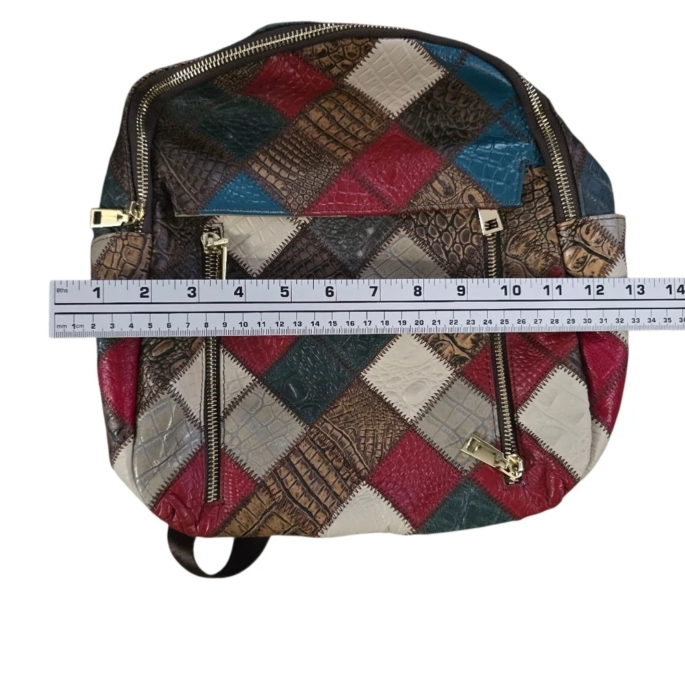 Cobbler Legend Colorful Patchwork Leather Backpack Retro Purse Bag